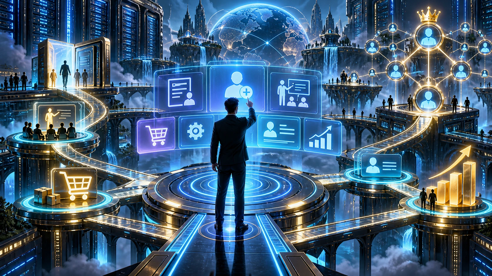 Distributor navigating a digital platform connected to their MLM network